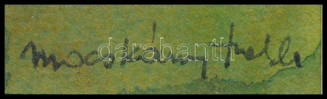 Macskássy Izolda (1945-2021): Lovas. Vegyes technika, papír, jelzett. Paszpartuban. 23x14 cm