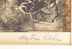 Hajtun Klára (1924-1997): Petőfi: "Jövendölés". Monotípia, papír, jelzett, paszpartuban, l...