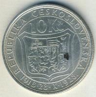 Csehszlovákia 1928. 10K Ag "10 éves a függetlenség" T:2