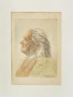 Jelzés nélkül: Liszt Ferenc portréja. Színezett rézkarc, papír, jelzett, kissé foltos, paszpartuban, 23x17 cm