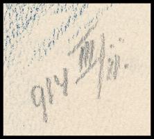 Tóth Gyula (1891-1970): Kutya portré. Ceruza, papír, jelzett, 19x27,5 cm