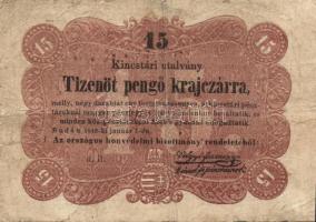 1849. 15kr "Kossuth bankó" T:III