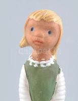 Berkovits Ilona: Kislány. Színes mázakkal festett kerámia, jelzett, kopásnyomokkal, m: 16,5 cm