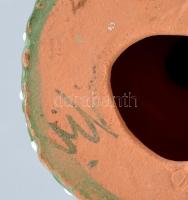 Berkovits Ilona: Kislány. Színes mázakkal festett kerámia, jelzett, kopásnyomokkal, m: 16,5 cm