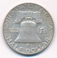 Amerikai Egyesült Államok 1963D 1/2$ Ag "Franklin" T:2,2- patina USA 1963D 1/2 Dollar Ag &...
