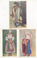 3 db RÉGI erdélyi népviseletes képeslap / 3 pre-1945 Transylvanian folklore postcards (Undi S. Mariska)