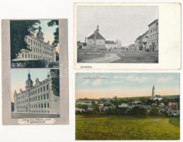 3 db RÉGI cseh képeslap / 3 pre-1945 Czech town-view postcards