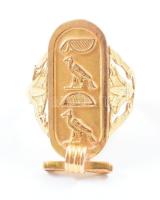 Arany (Au/14k) egyiptomi motívumos gyűrű, jelzett, erősen sérült m: 53 nettó: 4,9g