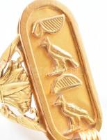 Arany (Au/14k) egyiptomi motívumos gyűrű, jelzett, erősen sérült m: 53 nettó: 4,9g