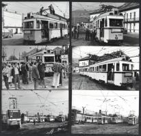 1984 Budapest, az 1-es villamos induló szakaszának építkezése, próbajárat indítása, 11 db datált, vintage fotó, ezüst zselatinos fotópapíron, 9x14 cm