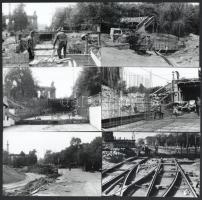 1973 Budapest, a millenniumi földalatti vasút (FAV) és a Kvassay úti csomópont átépítése, korszerűsítése, 13 db datált, jelzett, vintage fotó, ezüst zselatinos fotópapíron, 9x14 cm