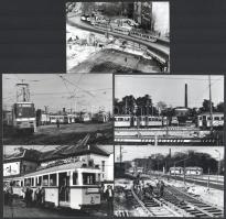 1973 és 1984 között készült felvételek a budapesti villamosokról, többsége datált, 9 db vintage fotó, ezüst zselatinos fotópapíron, 13x18 cm és 9x14 cm