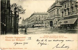 1901 Budapest VI. Andrássy út és Opera, Pikler Á. kávéháza az Operához (Rb)