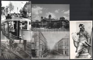 cca 1910 és 1980 között készült budapesti városképek, életképek vegyes tétele, 13 db vintage fotó, jelzés nélkül, ezüst zselatinos fotópapíron, 18x13 cm és 9x12 cm között