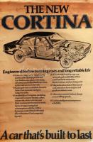 cca 1960-1970 Ford Cortina, nagyméretű, angol nyelvű reklám plakát, feltekerve, foltokkal, kissé koszos, kb. 152x100 cm / Ford Cortina, large-size advertisement poster