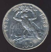 Csehszlovákia 1948. 100K Ag "Függetlenség" T:2