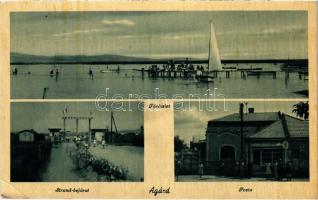 1942 Agárd, strand bejárat, tó, posta (EK)