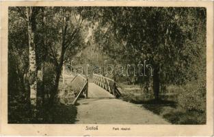 1911 Siófok, park részlet, fahíd. Photobrom 12.