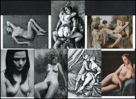 Szolidan erotikus rajzok és fényképek, vegyes válogatás egy műgyűjtő hagyatékából, 7 db modern nagyítás, 15x10 cm