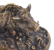 Nagy Gyula B.Pest jelzéssel: Vaddisznó. Öntött bronz, 18x9x10 cm