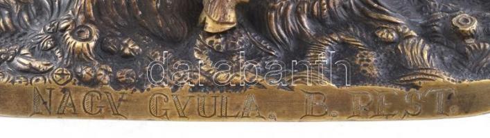 Nagy Gyula B.Pest jelzéssel: Vaddisznó. Öntött bronz, 18x9x10 cm