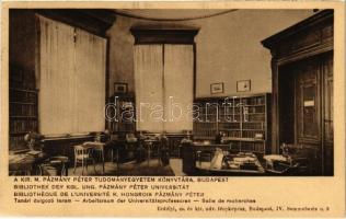 1950 Budapest V. Pázmány Péter Tudományegyetem könyvtára, belső, tanári dolgozó terem