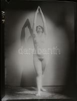 cca 1938 Demeter Károly budapesti fényképész és fotóművész hagyatékából 1 db vintage síkfilm NEGATÍV (műtermi akt felvétel), 12x9 cm