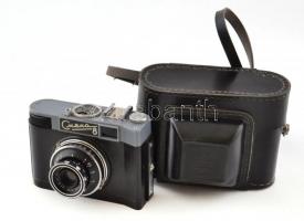 Lomo Smena 8 szovjet fényképezőgép, Lomo T-43 4/40 objektívvel, eredeti bőr tokjában / Vintage USSR camera in original leather case