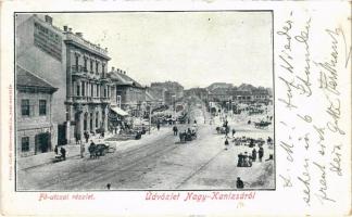 1898 (Vorläufer) Nagykanizsa, Fő utca, piac, Weiser J.C. vaskereskedés üzlete