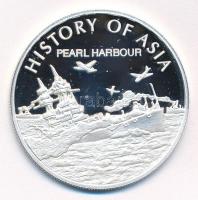Cook-szigetek 2004. 1$ ezüstözött sárgaréz Ázsia történelme - Pearl Harbour kapszulában, tanúsítvánnyal T:PP fo. Cook Islands 2004. 1 Dollar silver plated brass History of Asia - Pearl Harbour in capsule with certificate C:PP fo.