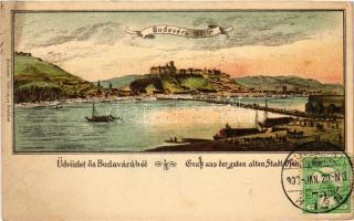1908 Budapest, Ős Budavára 1821-ben. Toldi Lajos kiadása / Gruss aus der guten alten Stadt Ofen. TCV card (EK)