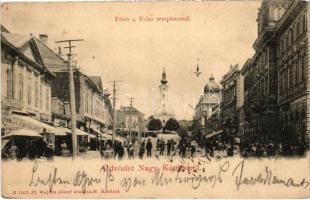 1901 Nagykanizsa, Fő tér, Felső templom, Kohn és Lichtschein üzlete. Ifj. Wajdits József kiadása (EK)