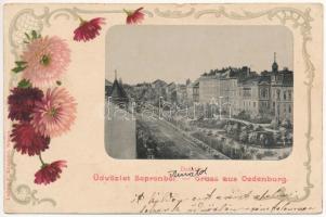 1909 Sopron, Deák tér. Ludwig F. Kummert Art Nouveau, floral, litho