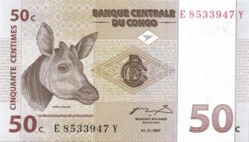 Kongó 7 klf bankjegy T:I