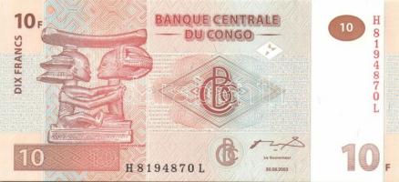 Kongó 7 klf bankjegy T:I