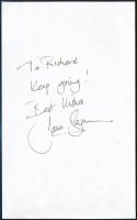 Jane Seymour (1951-) amerikai színésznő dedikációja egy papírlapon. / Jane Seymour (1951-) autograph signture of the American actress on a paper sheet.