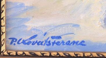 P. Kováts Ferenc (1911-1983): A nagybányai Szent István-torony télen. Olaj, vászon, jelezve balra le...