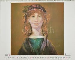 1988 Szász Endre alkotásainak nyomtatott verzióját tartalmazó nagyméretű falinaptár, IPV. 48x60 cm