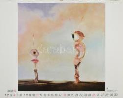 1988 Szász Endre alkotásainak nyomtatott verzióját tartalmazó nagyméretű falinaptár, IPV. 48x60 cm