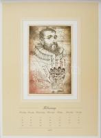 1997 Kass János grafikáinak reprodukcióival illusztrált nagyméretű falinaptár, Medicina Art Galéria ...