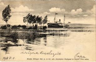 1903 Siófok, Molo, Baross gőzös. Ellinger Ede fényképész kiadása (EK)