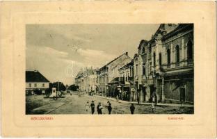 1910 Szekszárd, Szegzárd; Garay tér, Párisi Nagy áruház, Tűzifa és szén kereskedés, Salamon Testvérek üzlete, Pirnitzer cég reklám a falon. W.L. Bp. 5046. 1910-13. (kis szakadás / small tear)