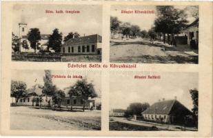 1913 Salfa-Köveskút (Salköveskút, Szombathely), Római katolikus templom, plébánia és iskola, utcaképek
