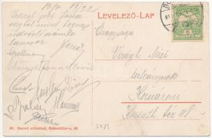 1913 Budapest I. Tabán, Schreil Győző Albecker vendéglője, étterem, kert vendégekkel, pincérekkel és...