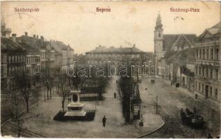 1911 Sopron, Széchenyi tér és szobor. Breuer D. kiadása