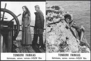 cca 1971 ,,Tengeri farkas című román - NSZK film jelenetei és szereplői, 15 db vintage produkciós filmfotó, ezüst zselatinos fotópapíron, a használatból eredő - esetleges - kisebb hibákkal, 18x24 cm