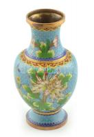 Kínai cloissonne váza, sérült, m: 19 cm