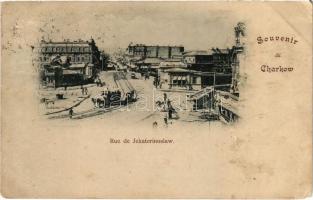 1898 (Vorläufer) Kharkiv, Kharkov, Harkov, Chárkiv, Charkow, Charkoff; Rue de Jekaterinoslaw / Ekaterinoslavskaya Street (wet damage)