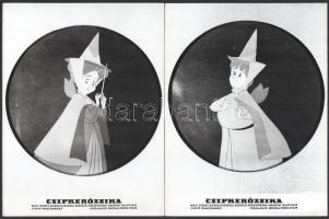 cca 1959 Walt Disney: ,,Csipkerózsika" című amerikai rajzfilm 12 jelenete, ezüst zselatinos fot...