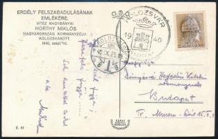 1940 Dinnyés Lajos (1901-1961) miniszterelnök üdvözlő sorai feleségének, "Erdély Felszabadulásá...